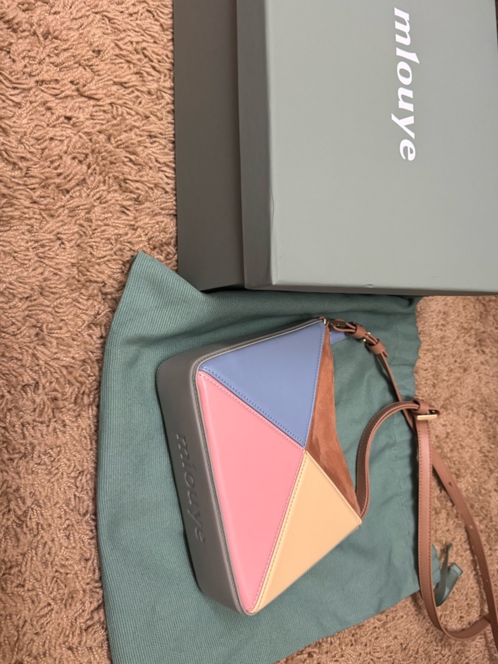 mlouye Pastel Colorblock Triangle Crossbody Bag BNWT Mini flex in Gummy